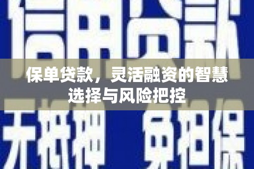 信阳保单贷款，灵活融资的智慧选择与风险把控