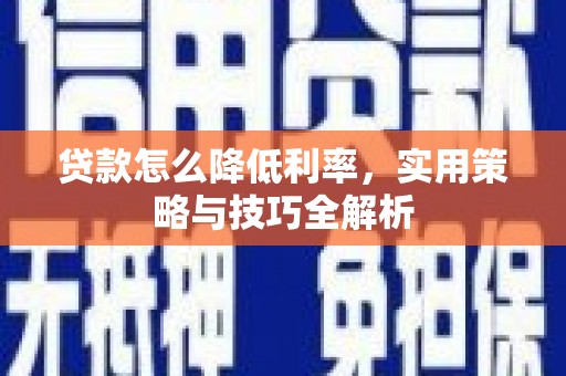 信阳贷款怎么降低利率，实用策略与技巧全解析