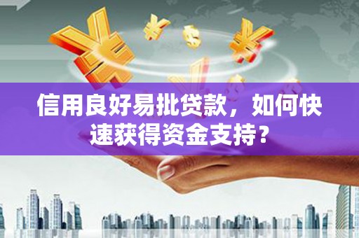 信阳信用良好易批贷款，如何快速获得资金支持？