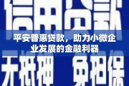 信阳平安普惠贷款，助力小微企业发展的金融利器