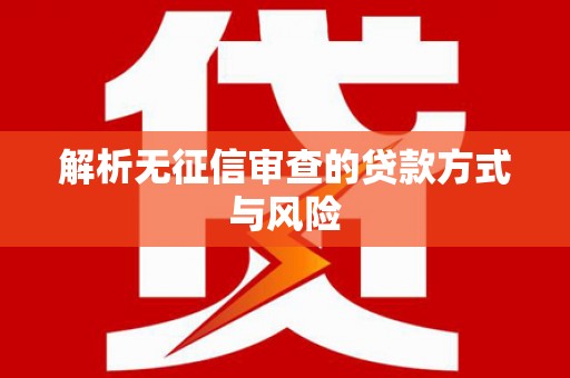 信阳解析无征信审查的贷款方式与风险